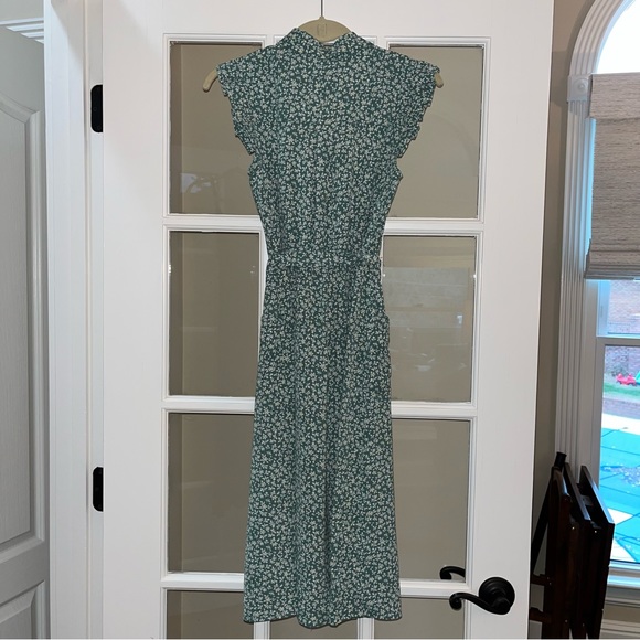 Sold Monteau Green White Floral Button Down Long Dress Sz S - Picture 4 of 5